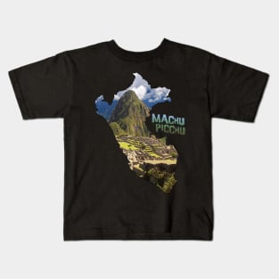 Peru Outline with Machu Picchu Kids T-Shirt